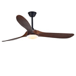 Retro Solid Wood Ceiling Fan with Dimmable LED Light and Remote Control