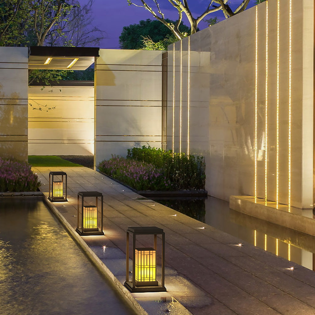Lattice Outdoor Wall Lantern in Stainless Steel with Marble Accent