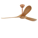 Retro Solid Wood Ceiling Fan with Dimmable LED Light and Remote Control