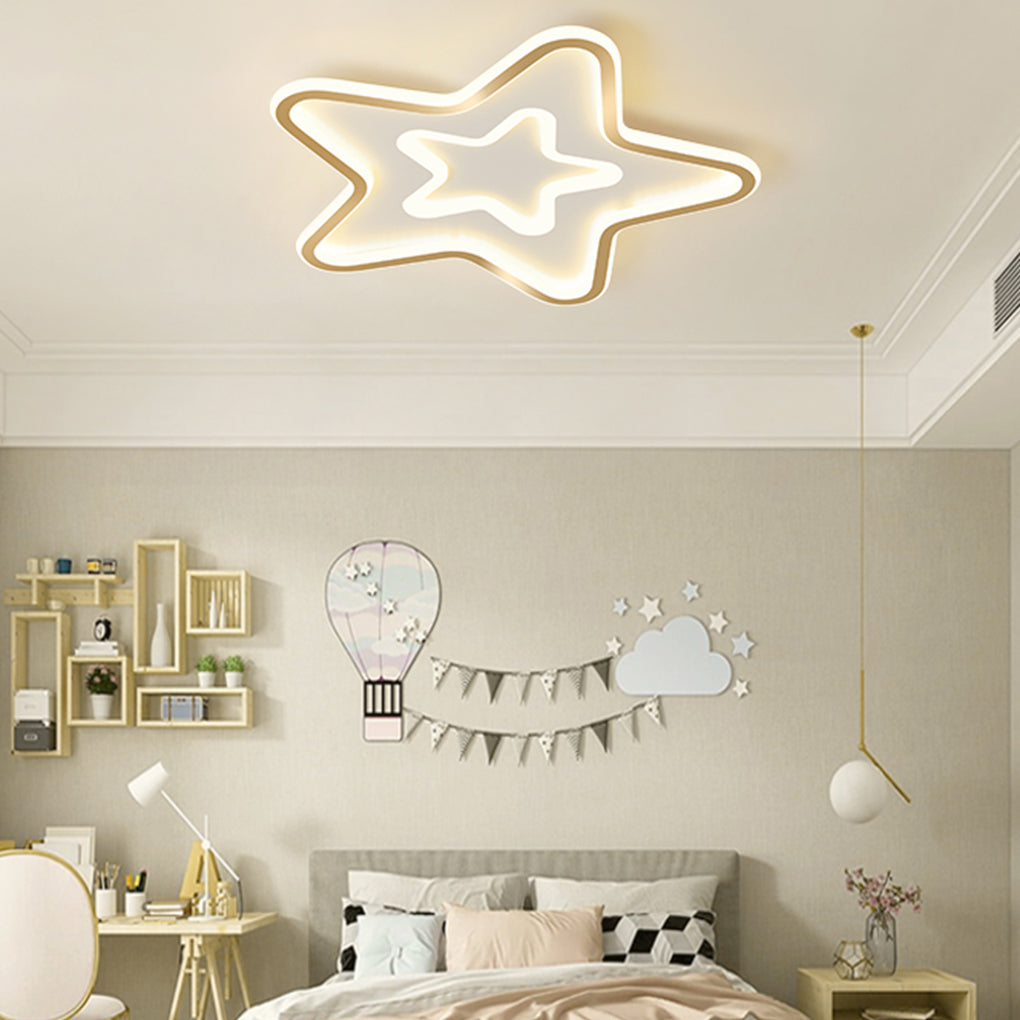 Nordic Simple Led Ultra Thin Five Pointed Star Ceiling Light Kids Bedroom Lamp