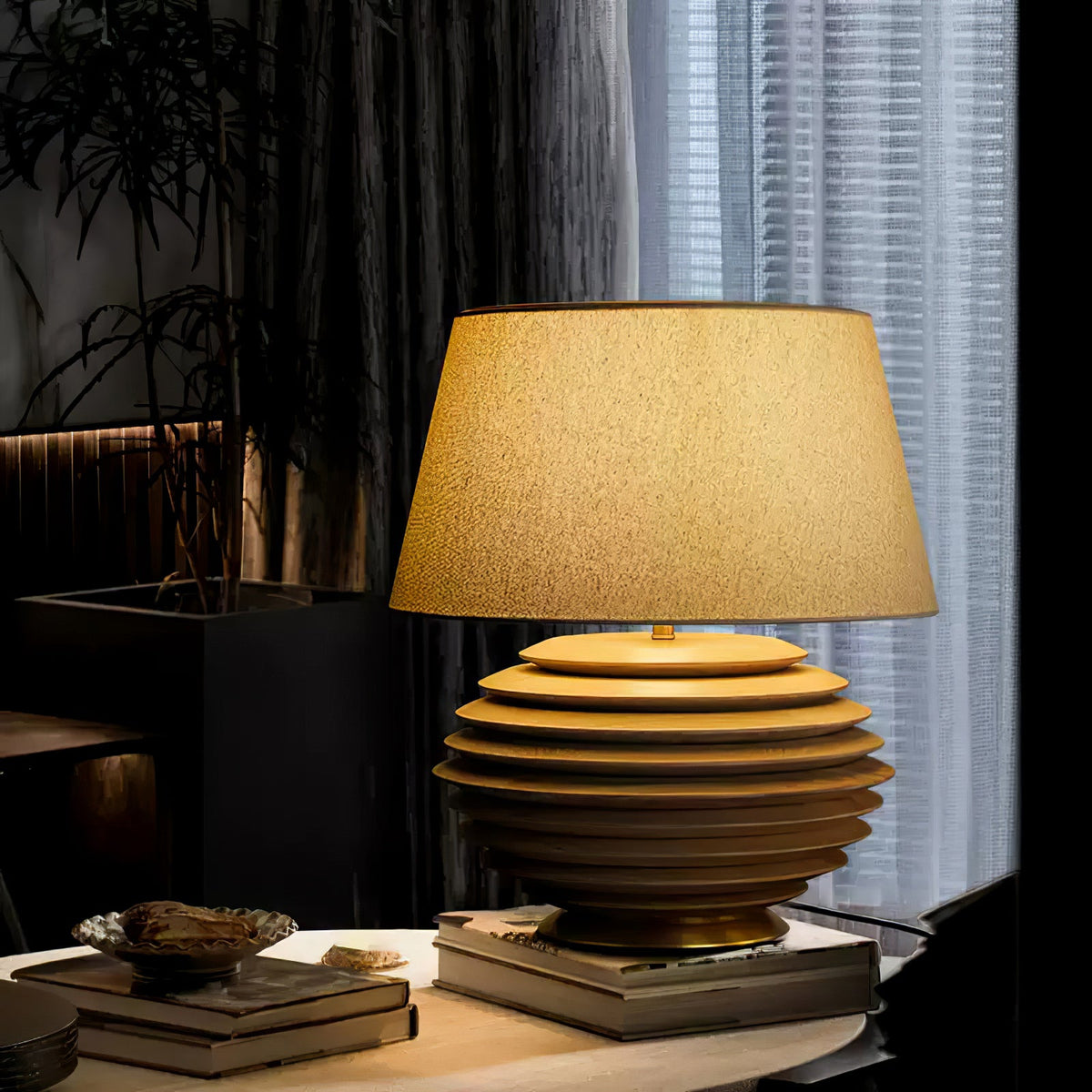 Cadence Table Lamp – Modern Fabric & Wood Table Light for Living Room, Bedroom, and Office