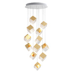 Cubic Luster Cascade Chandelier – Modern Geometric Crystal Pendant Light