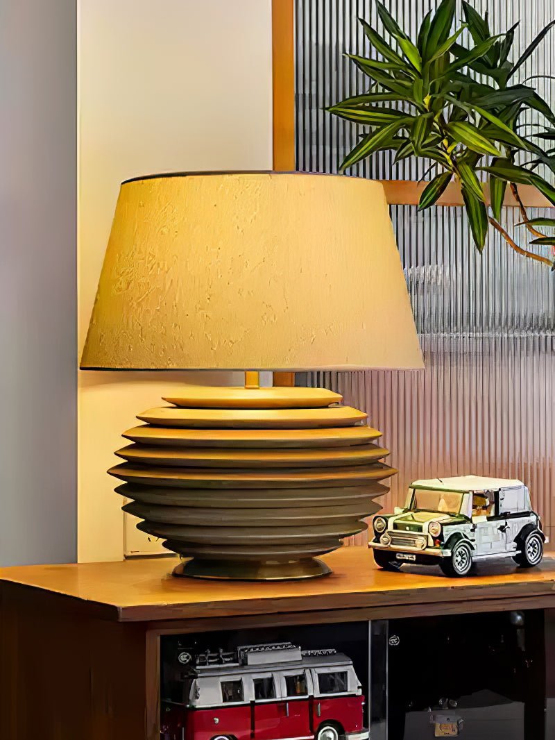 Cadence Table Lamp – Modern Fabric & Wood Table Light for Living Room, Bedroom, and Office
