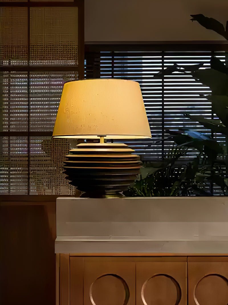 Cadence Table Lamp – Modern Fabric & Wood Table Light for Living Room, Bedroom, and Office
