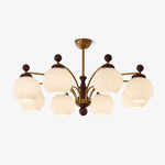 Sylvan Orb Chandelier – Modern Walnut & Glass Pendant Light