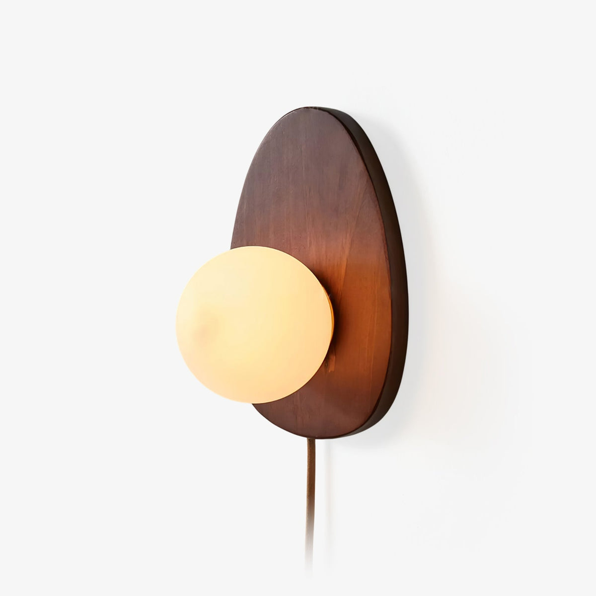 Orba Walnut Plug In Wall Lamp