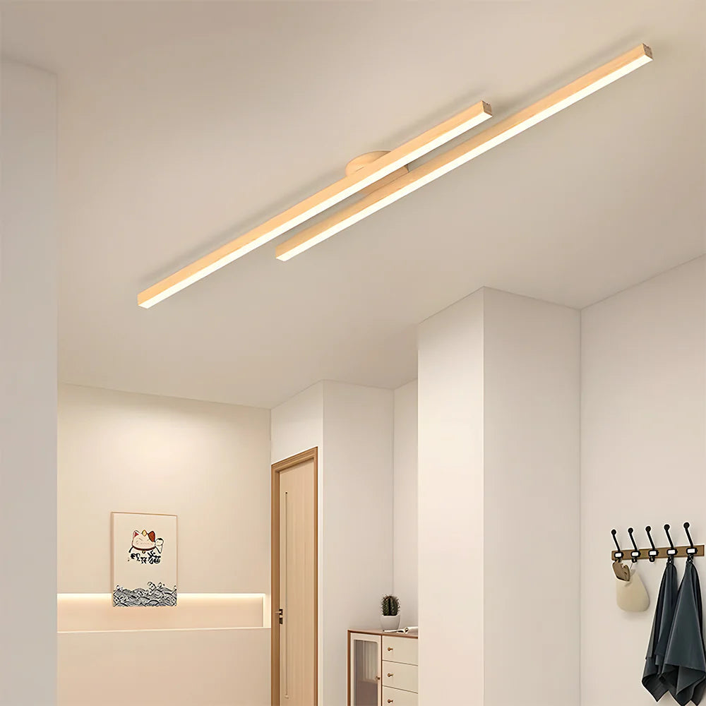 Nordic Modern Minimalist Wood Grain Long Ceiling Lamp