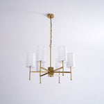 Brass Chandelier with Fabric Shades – Modern Luxury Lighting for Dining and Living Rooms