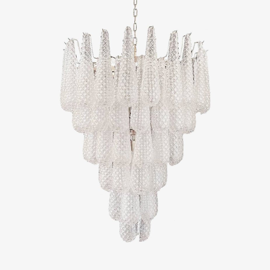 Artisan Glass Pinecone Chandelier in Nickel or Gold
