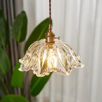 Ins Style Japanese Nordic Single Head Glass Flower Pendant Lamp