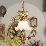 French Style Vintage Full Copper Crystal Glass Chandelier