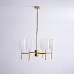 Brass Chandelier with Fabric Shades – Modern Luxury Lighting for Dining and Living Rooms