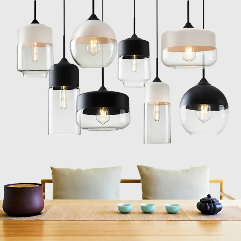 Modern Minimalist Geometric Amber Glass Chandelier