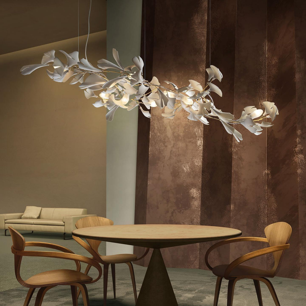 Golden Gingko Leaf Chandelier