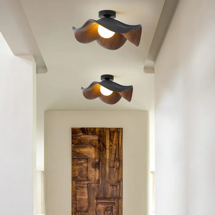 Bedroom Lamp Modern And Minimalist Walnut Leaf Shaped Ceiling Lamp