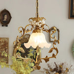 French Style Vintage Full Copper Crystal Glass Chandelier