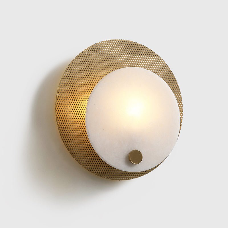 Lumen Alabaster Wall Sconce in Gold with White Alabaster Shade
