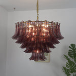 Amethyst Bloom Chandelier — Handcrafted Glass Petal Chandelier in Gold or Nickel