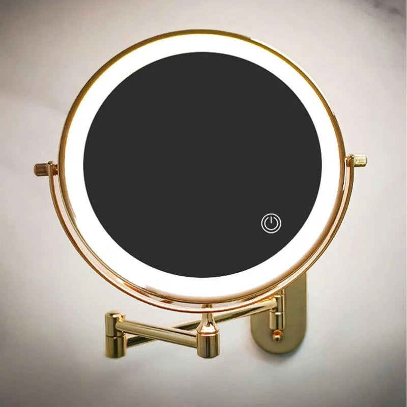 Wall Mounted Folding Illuminated Beauty Mirror For The Bathroom