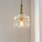 All Copper Retro Light Luxury Crystal Glass Small Pendant Lamp