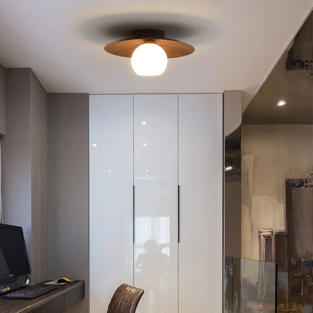 Minimalist Natural Timber Ceiling Lamp