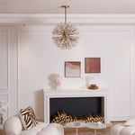 Dickinson Crystal Chandelier — Modern Gold Starburst Pendant Light for Dining Room and Foyer