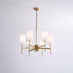 Brass Chandelier with Fabric Shades – Modern Luxury Lighting for Dining and Living Rooms