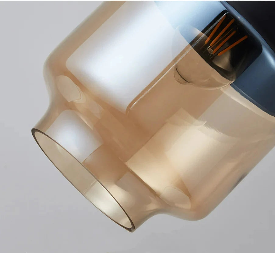 Modern Minimalist Geometric Amber Glass Chandelier