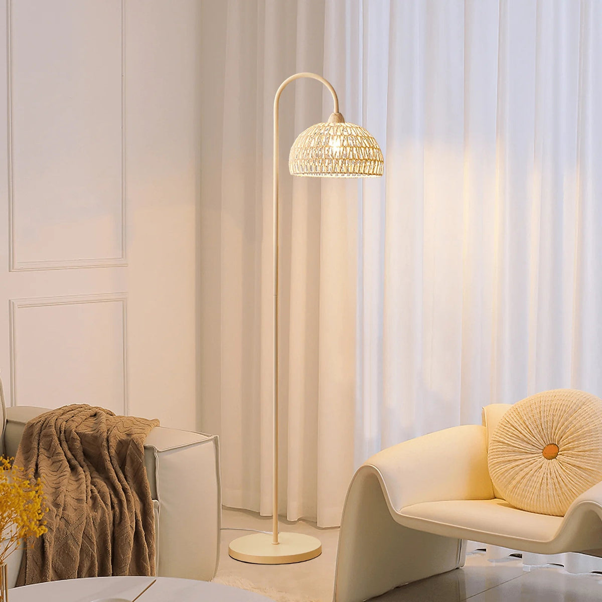 Rattan Bend Floor Lamp