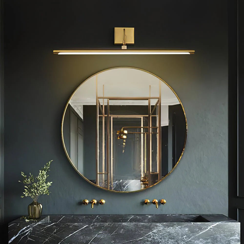 Luxe Brass Walnut Linear Wall Light