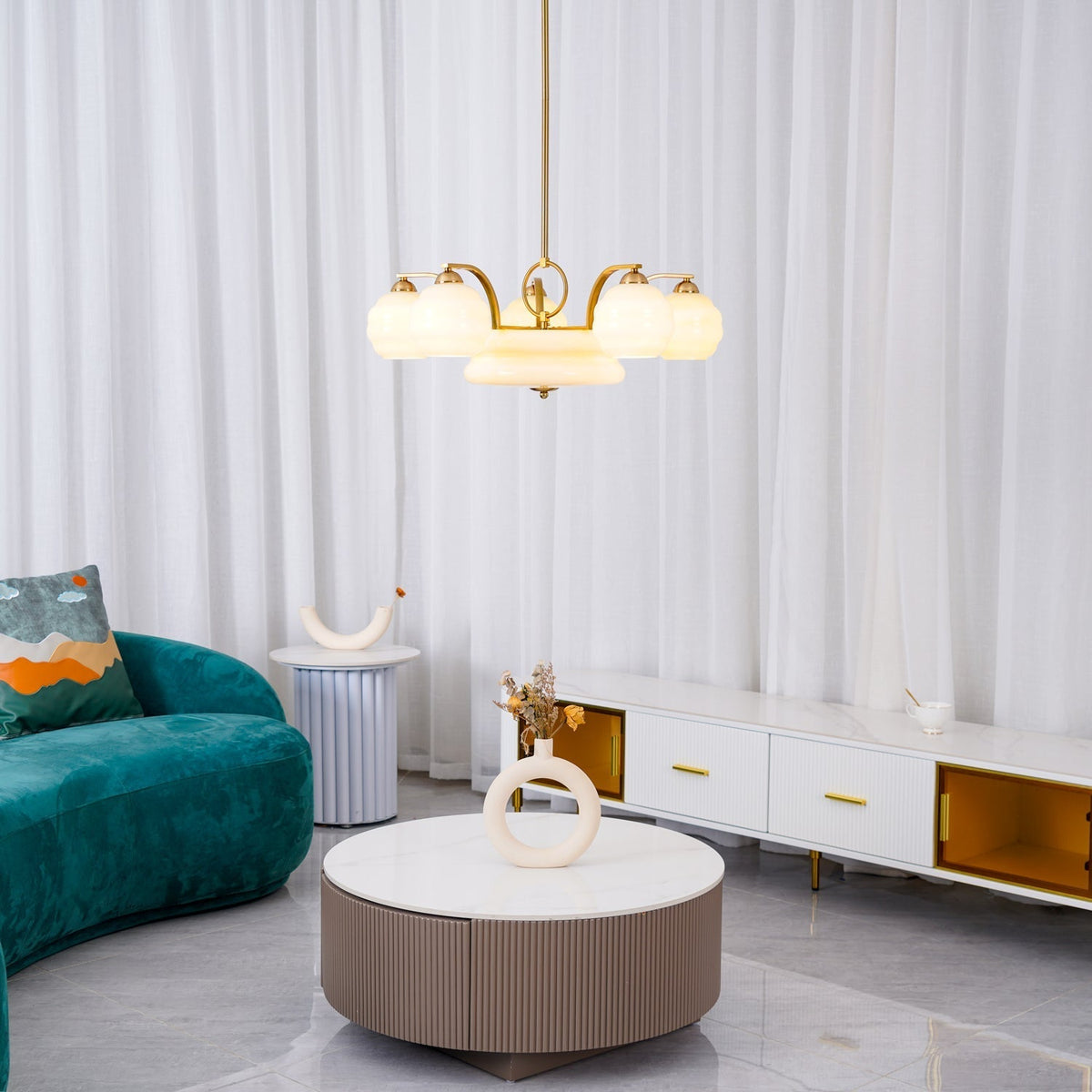 Opaline Art Deco Chandelier 3