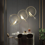 Whimsical Birds Round Pendant Light