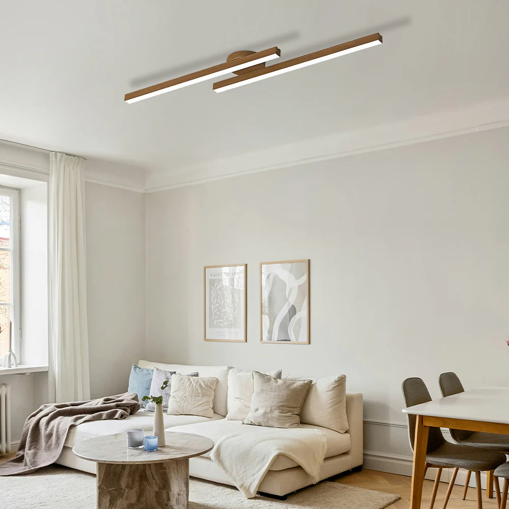 Nordic Modern Minimalist Wood Grain Long Ceiling Lamp
