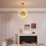 Dickinson Crystal Chandelier — Modern Gold Starburst Pendant Light for Dining Room and Foyer