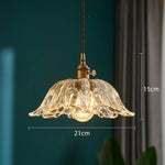 Ins Style Japanese Nordic Single Head Glass Flower Pendant Lamp
