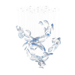 Brush Art Glass Chandelier — Sculptural Blue & Clear Glass Pendant Light