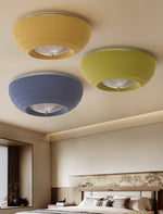 Thalina Fabric Ceiling Light in Olive Green – Modern Flush Mount LED
