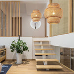 Artisan Bamboo Pendant Light – Handwoven Natural Cylinder Shade