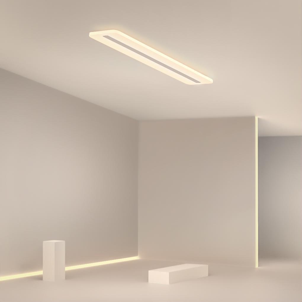 Modern Flush Mount Ceiling Light with 3-Step Dimming, White Rectangular LED
