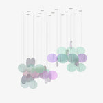 Iridescent Disc Chandelier with Cloud Glass Accents