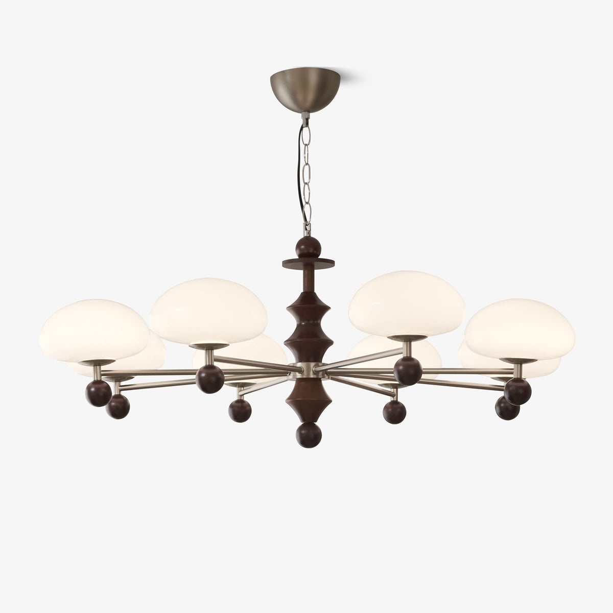 Elswyth Modern Wood and Opal Glass Chandelier for Dining Room and Living Room