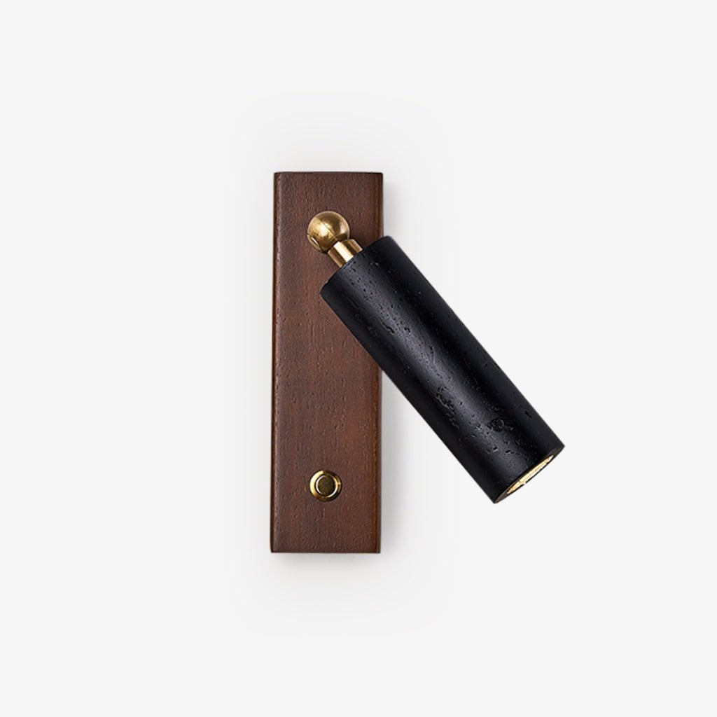 Event Horizon Adjustable Wall Sconce in Black Travertine and Brass