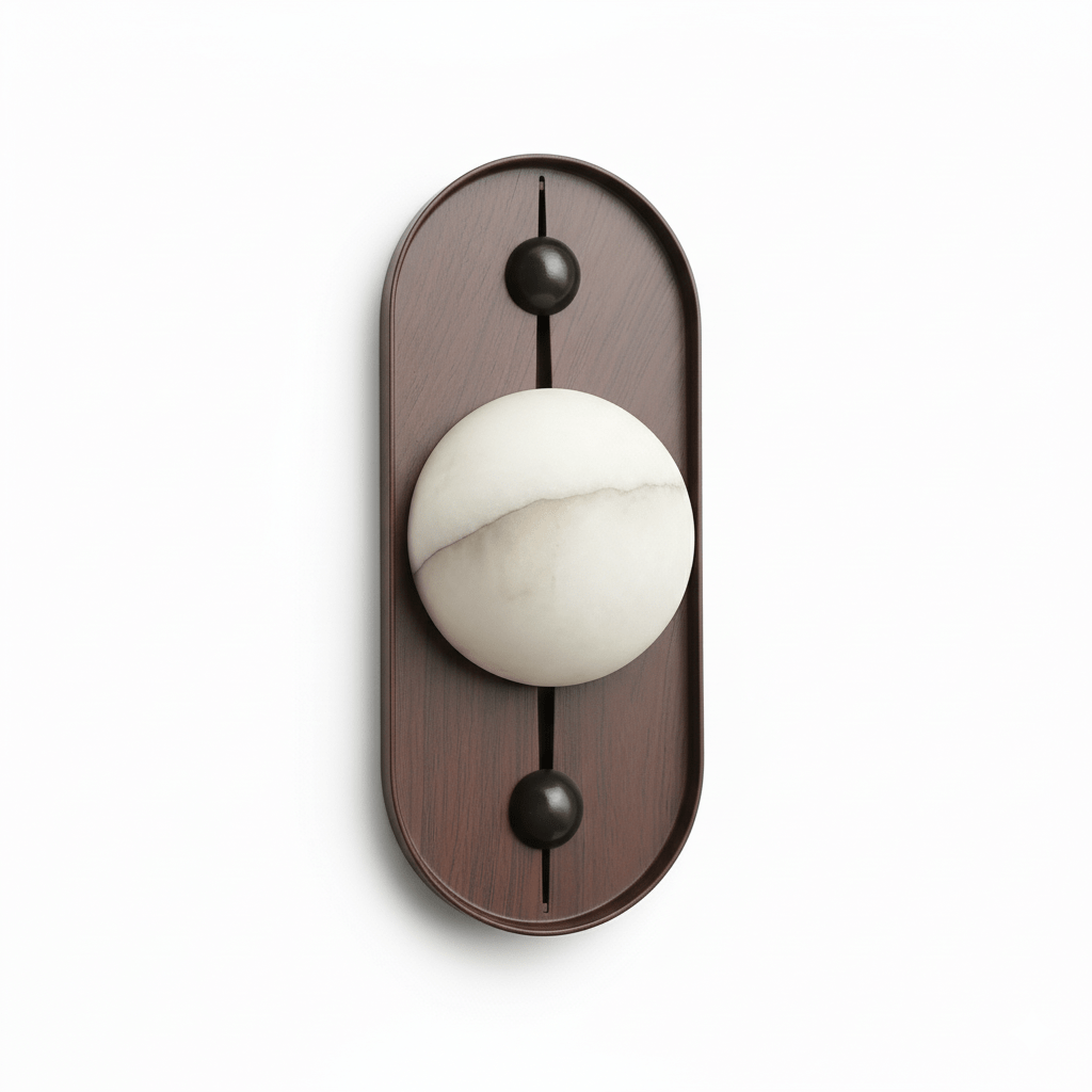 Koyan Alabaster Wall Sconce with Walnut Wood Accent