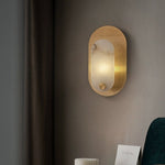 Perforated Oval Wall Sconce in Alabaster and Gold