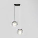 Hand-Carved Alabaster Cylinder Pendant Light in Glass Shell
