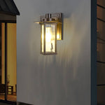 Aurora Glass Outdoor Wall Lantern Sconce in Vintage Brown