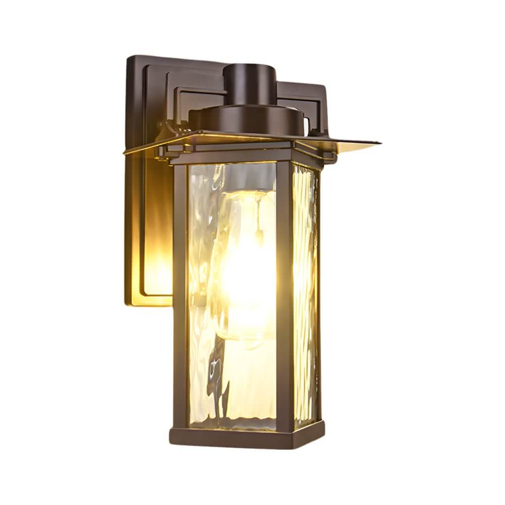 Aurora Glass Outdoor Wall Lantern Sconce in Vintage Brown