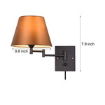 Swing Arm Wall Sconce with Fabric Shade in Black Iron