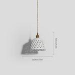 Artisan Ceramic Pendant Light with Brass Accents, Handwoven Openwork Shade
