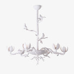 Passera Sculptural Plaster Chandelier with Birds and Tulip Shades
